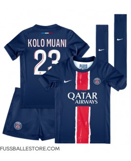 Günstige Paris Saint-Germain Randal Kolo Muani #23 Heimtrikotsatz Kinder 2024-25 Kurzarm (+ Kurze Hosen)